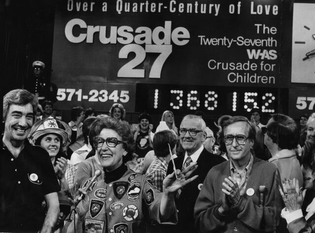 Perkey, Wayne on left at WHAS Crusade for Children in 1980 source unk via TM.jpg